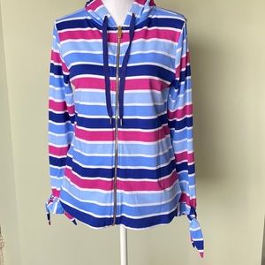 Crown & Ivy Full Zip Striped Long Sleeve  Hoodie